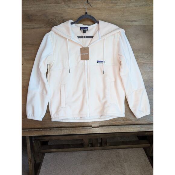 Patagonia Other - Patagonia Microdini Hoodie Womens Medium Cream Fleece Pockets Drawstring Zip Up